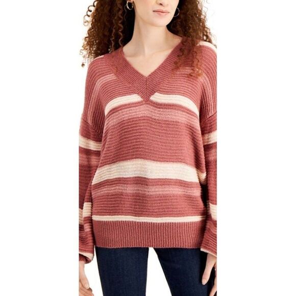 Derek Heart Sweater Top Juniors' MEDIUM Pink‎ Peach Ivory Oversized Relaxed NEW - Picture 10 of 10